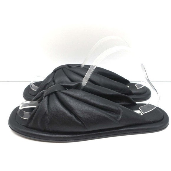 Balenciaga Puffy Knot Slide Sandals Black Leather Size 38.5 - Picture 5 of 10